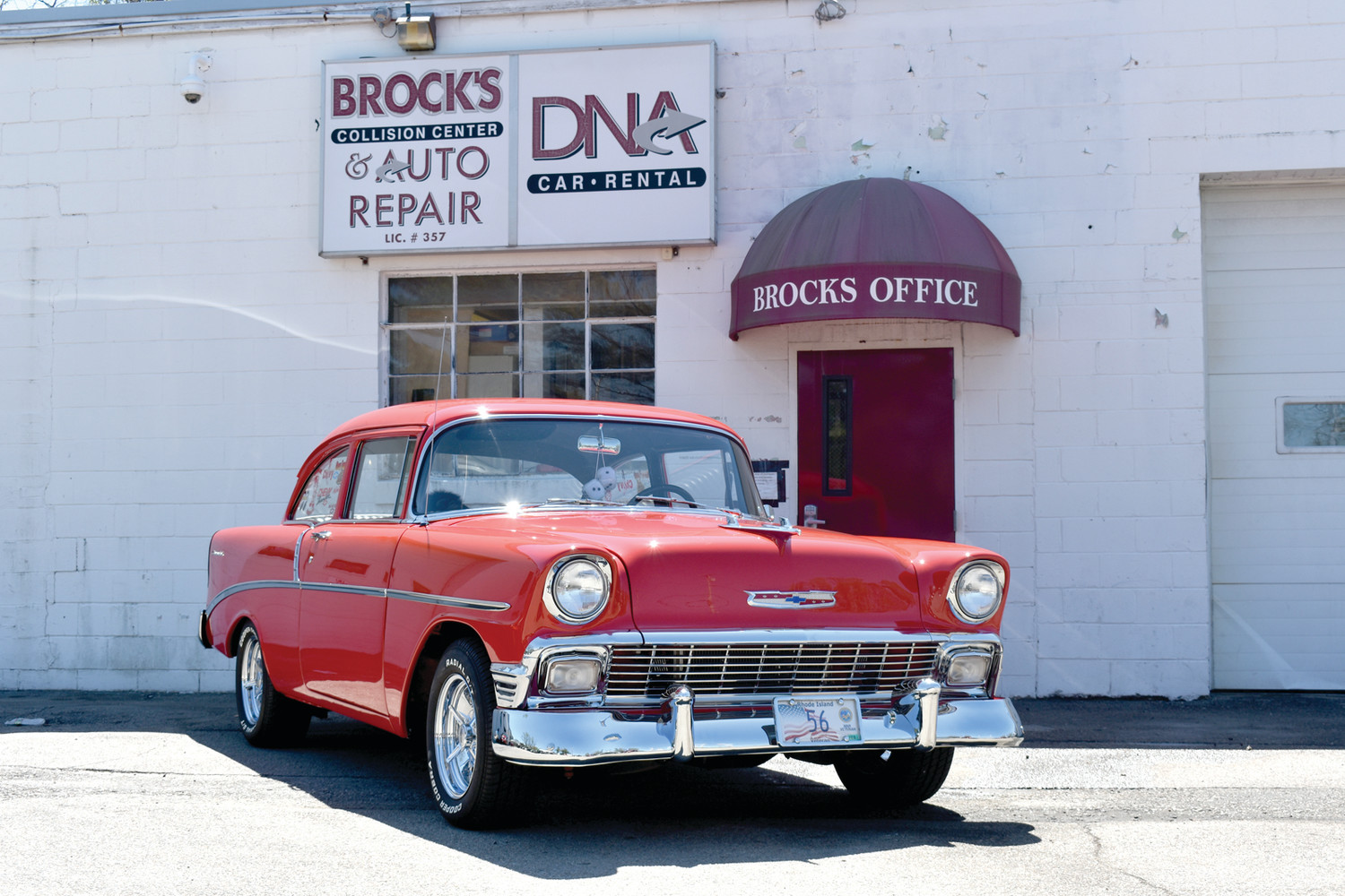 This head-turning, custom 1956 Chevrolet 210 Series Sports Coupe has just undergone a major restoration. It has been flawlessly returned to its original glory by the team of experts at Brock’s Collision Center & Auto Repair.